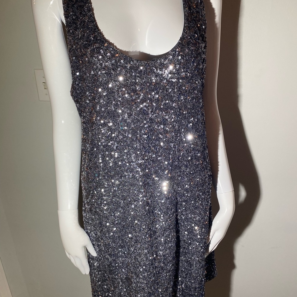 Alice + Olivia Silver Sequins Mini Dress